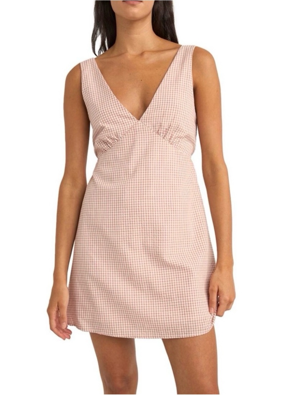Rhythm Livin Lola Check Mini Dress - Dusty Pink NWT size L